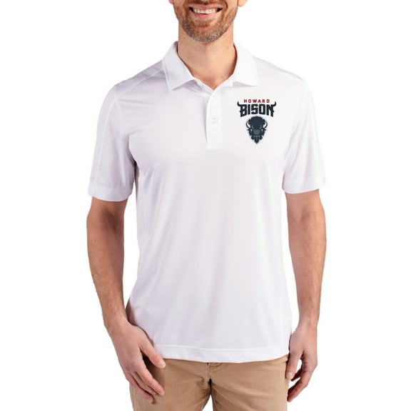 Men's Cutter & Buck White Howard Bison Prospect Eco Textured Stretch Recycled Polo