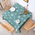 thumbnail image 2 of Blue Christmas Snowflake and Star Pattern Square Tablecloth,Waterproof Square Table Cover,Wipeable Spillproof Washable Table Cover for Home Kitchen Party Decor 52"x52"(132x132cm), 2 of 6