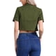 thumbnail image 3 of Chaqueta de mezclilla recortada de manga corta con cuello vuelto para mujer INSPIRE CHIC verde XL, 3 of 6