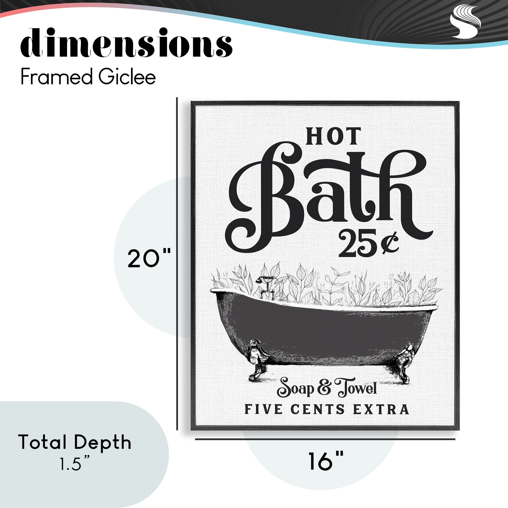 Hot Bath with Bubbles Black Framed Giclee Art, design by Lettered and Lined