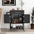 thumbnail image 2 of Gymax Chariot Îlot de Cuisine Roulant avec Tiroir Armoire de Rangement à 2 Portes Plateau Inférieur Noir, 2 of 9