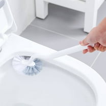 Vggrvlo White Toilet Brush Bathroom Deep Cleaning Toilet Cleaner Scrubber Long Handle Household Cleaning Brushes Space Saving for Storage Hidden Rv Toilet Decorative Accessories with Caddy
