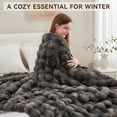 thumbnail image 5 of Faux Fur Throw Blanket, 1000GSM Fluffy Soft Bubble Blanket for Couch Bed, Cozy Plush Warm and Thick Blanket, Fuzzy Rabbit Blanket for Living Room Bedroom 60''*80'' Tie-dye Grey, 5 of 7