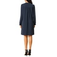 thumbnail image 3 of INSPIRE CHIC Women's Casual Knee Length Dress Long Sleeve V Neck Pleated Flowy Loose Shirt Dress S Dark Blue, 3 of 6