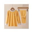 thumbnail image 3 of XUNZOO Kids Boys Girls Thermal Underwear Set Long Johns Fleece Casual T-Shirt Top with Elastic Waist Yellow 140, 3 of 7