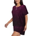 thumbnail image 2 of Kdxio Dark Purple Glitter Print Pajamas Sets for Women Short-Sleeved Pjs with Lounge Shorts Two Piece Sleepwear S-4XL, 2 of 5