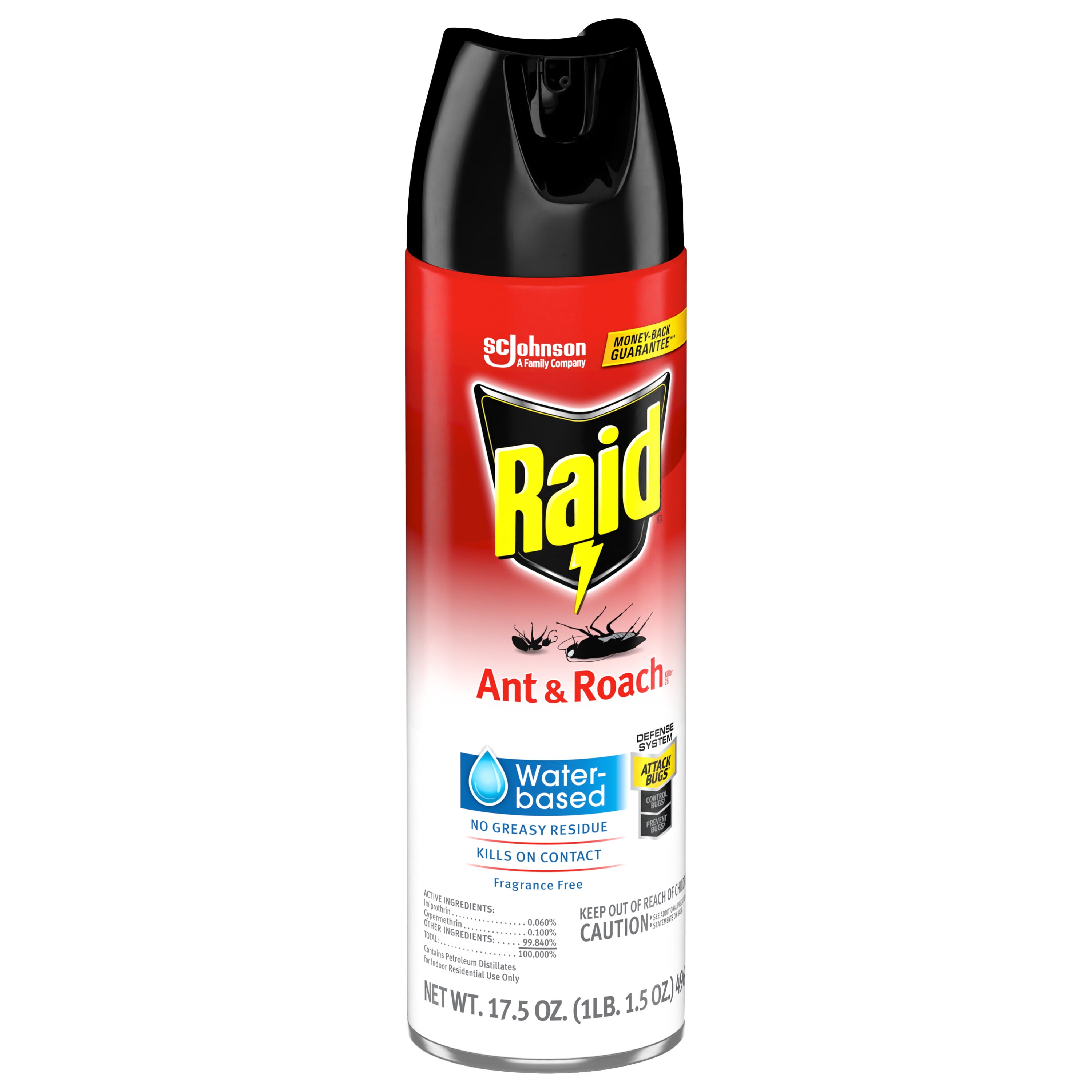Raid® Ant & Roach Aerosol Bug Spray, Water-Based, Non-Greasy Insecticide,  17.5 fl oz