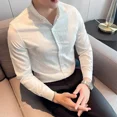 thumbnail image 2 of Camisa y blusa de hombre lisa para hombre, ropa negra musculosa, moda de negocios, 2024, alta calidad, XXL, verano, normal, diseñador, 2 of 5