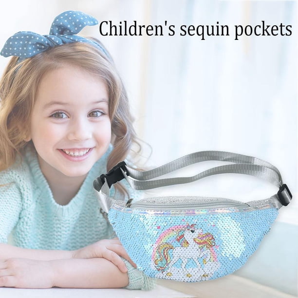 Bolsa De Mensajero Bolso De Mensajero Bolso Dibujos animados Cute Pony Fanny Pack Lentejuelas Niñas Hombro Crossbody Riñonera