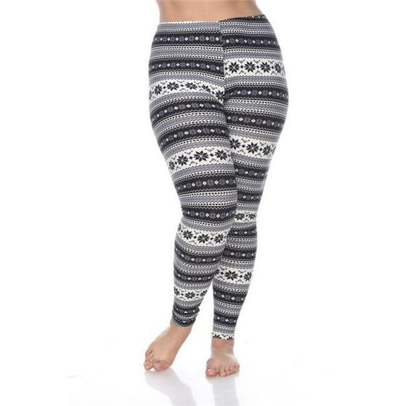 Plus Printed Leggings, Black & Grey - One Size