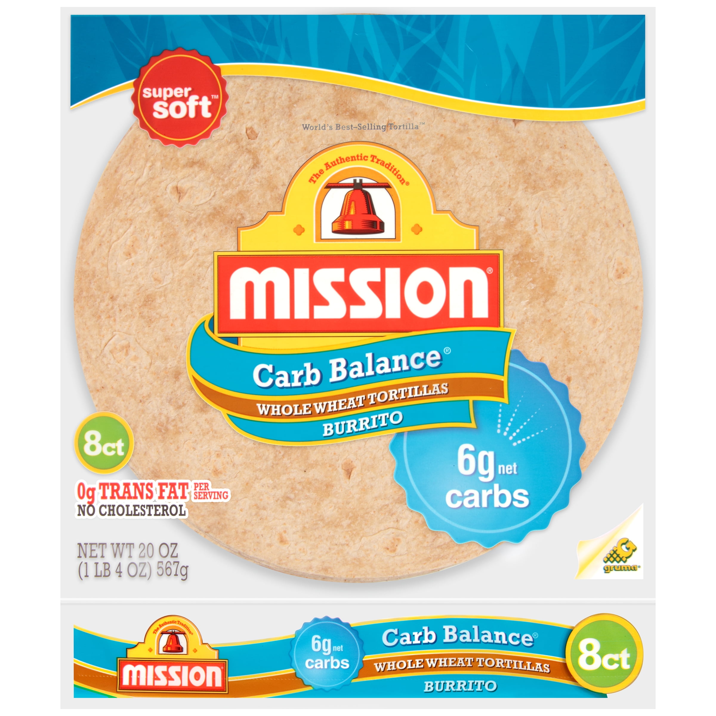 Mission Carb Balance Large Burrito Whole Wheat Tortillas 8 Ct Bag ...