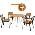 thumbnail image 2 of Costway 5PCS Patented Acacia Wood Round Table w/Umbrella Hole Garden Deck, 2 of 11
