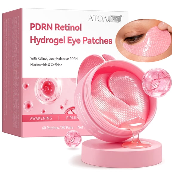 LusBeauty PDRN Retinol Hydrogel Eye Patches, 60 Patches with Niacinamide & Caffeine, Anti Smile Line & Wrinkle, Reducing Eyes Puffiness 2.96 oz (84 g)