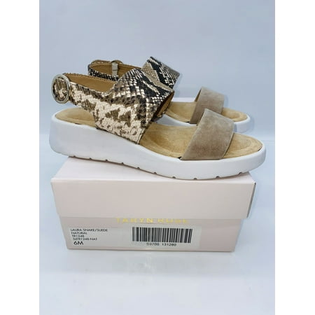 Taryn Rose Women's Laura Snake-Print Sport Sandals Suede Natural US 6M