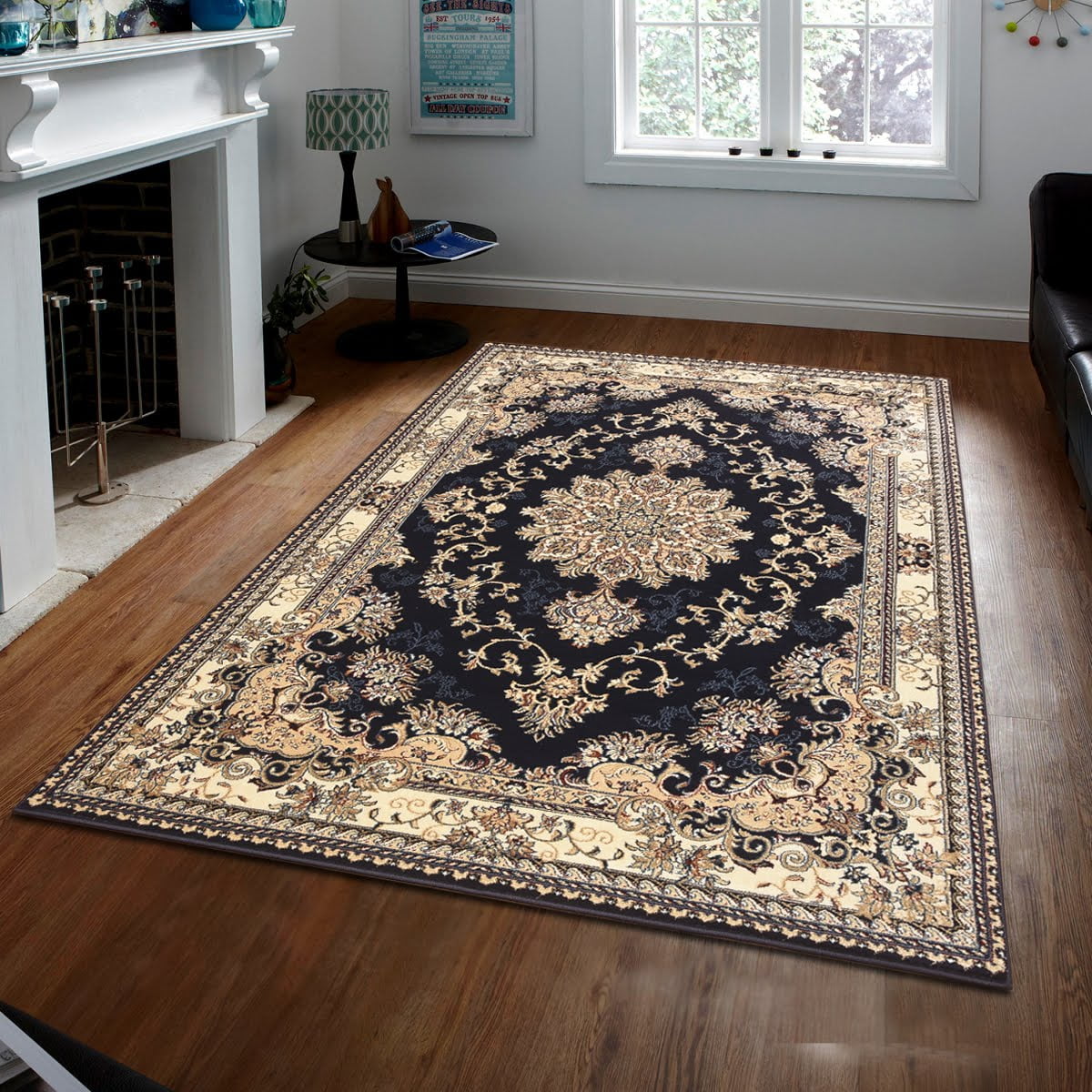 Persian Style Traditional Oriental Medallion Area Rug Empire 300 Beige