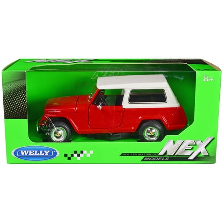 Diecast 1967 Jeep Jeepster Commando Station Wagon Red with White Top "NEX Models" Series 1/24 Diecast Model Car by Welly