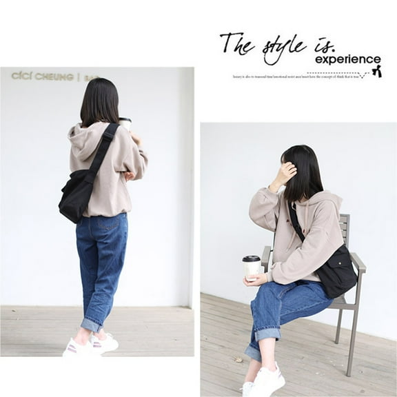 GOOHOCHY Canvas Tote Bag for Storage Use Black Large Capacity with Multiple Carrying Options 1Pc