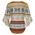 thumbnail image 6 of Boho Geometric Stripes Women's V-Neck Blouse With 3/4 Ruffled Bell Sleeves Casual Top Ladies Blouses, 6 of 7
