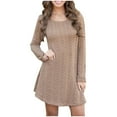 thumbnail image 3 of Aoochasliy Fall Dresses for Women Clearance Fall Fashion Tight Long Sleeve Solid Color A-Line Sweater Dress Deals of the Day, 3 of 5