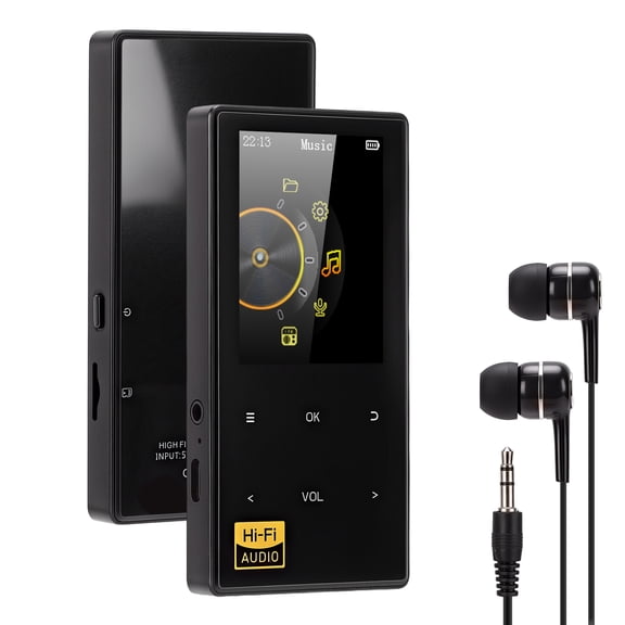 32GB MP3 Player with Bluetooth 5.0, Music Player with HiFi Sound for Sports Runners, 2.4" Screen MP3 Player Built in HD Speaker Voice Recorder E-Book, Expanded Up to 128GB, Earphone Included, Black