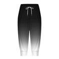 thumbnail image 5 of QATAINLAV Womens Capri Yoga Pants Casual Drawstring Elastic Waist Joggers Short Pants Trendy Gradient Print Knee-Length Sweat Shorts with Pockets Black S, 5 of 6