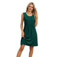 thumbnail image 4 of Loose Beach Vacation Casual Crew Neck Sleeveless Sundresses with Pockets Tank Dress Dark Green XXL, 4 of 10