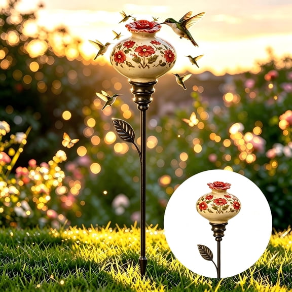 Clearance Vintage Ceramic Hummingbird Feeder Garden Stake, Decorative Balcony Bird Feeder, Large Hummingbird Feeder Stand for Outdoors
