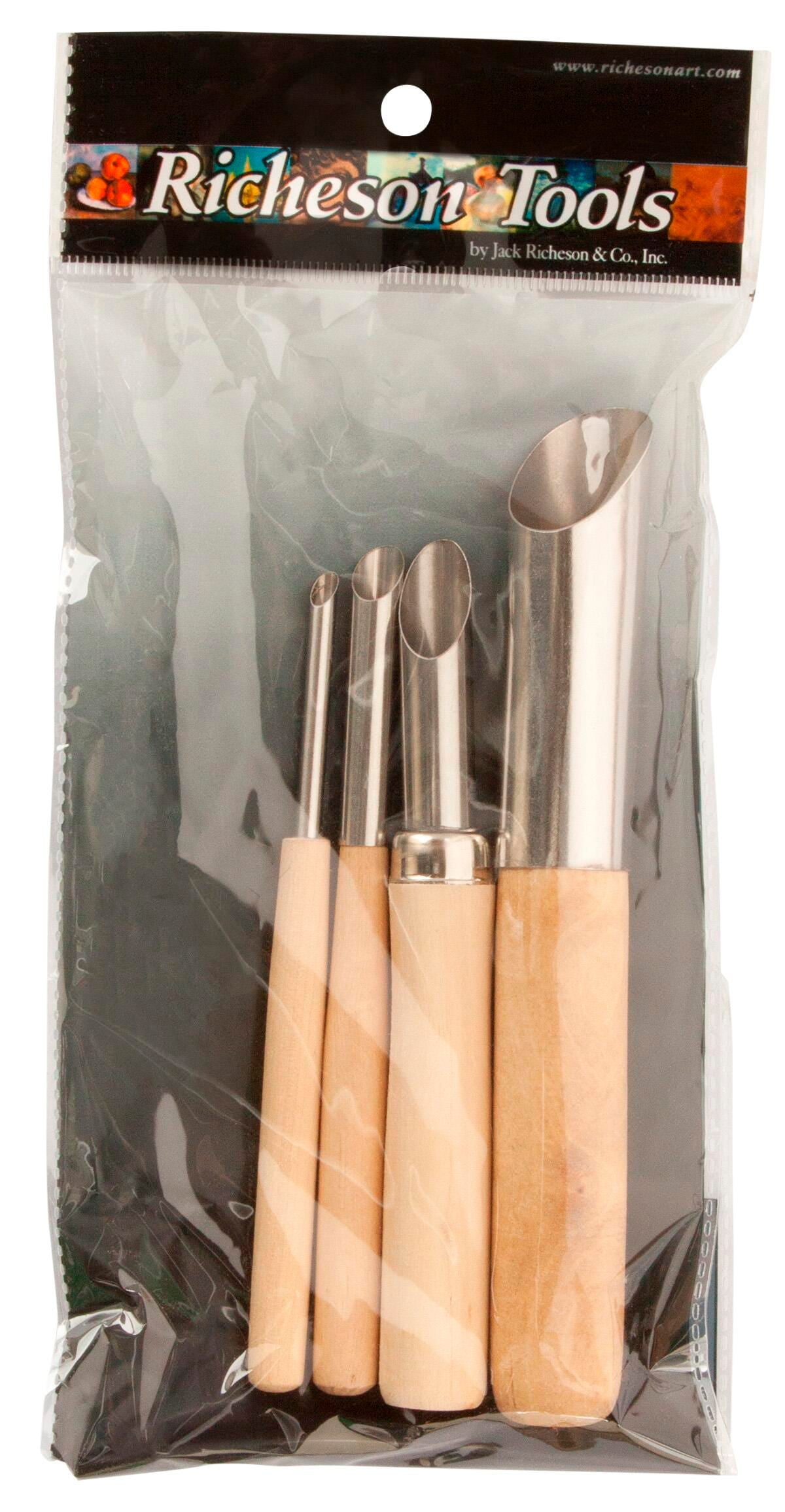 Jack Richeson Hole Cutting Hardwood Clay Tool Set, Assorted Size, Set of 4