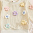 thumbnail image 4 of TOWED22 Newborn Toddler Infant Girl Clothes Fall Winter 2 Piece Outfits Long Sleeve Soft Sweatshirt + Elastic Waist Pants Set(Beige,3-4 Y), 4 of 8