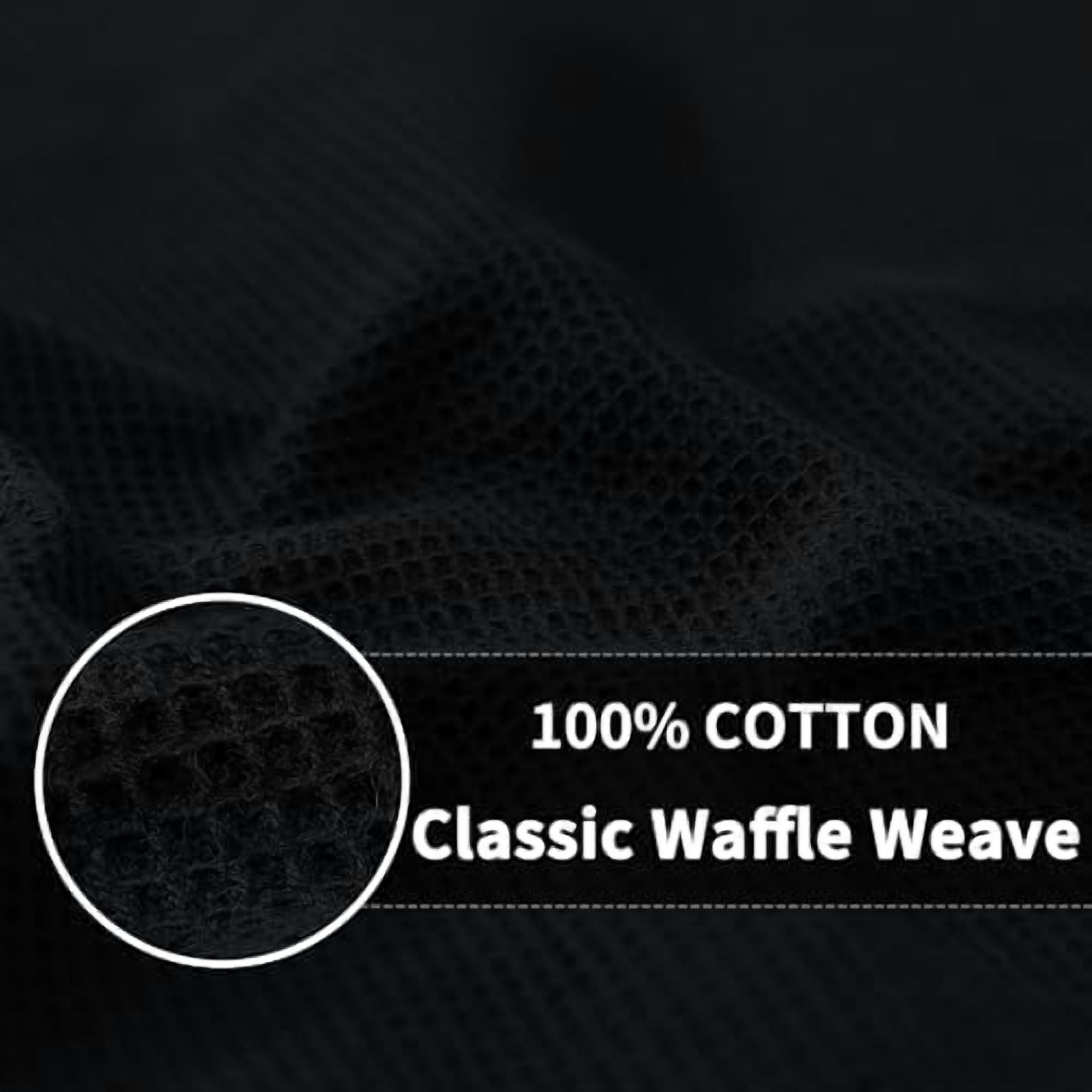 100% Cotton Waffle Weave Dish Cloths - 12 Pack Soft and Absorbent Dish Towels - 12 x 12 Inches Quick Dry Dish Rags - Black