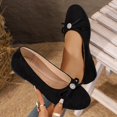 thumbnail image 2 of Abomasnow Womens Flock Rhinestone Bow Decor Round Toe Slip‑On Ballet Flat Shoes for Wedding Party, 2 of 9