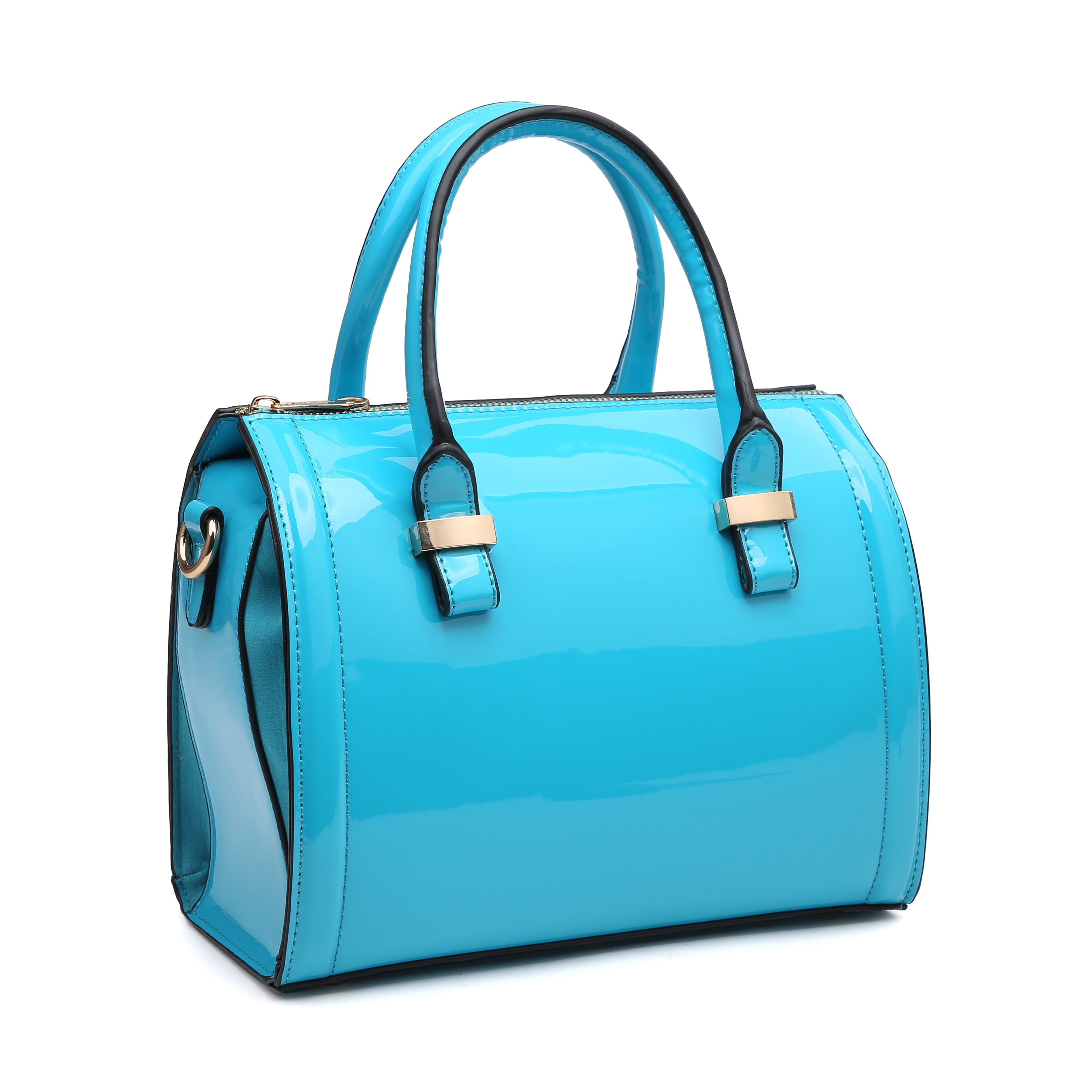 Shiny Patent Faux Leather Handbags Barrel Top Handle Purse Satchel Bag Shoulder Bag for Women