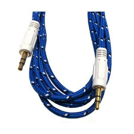 Braided Gold Plated 3.5mm Stereo Auxiliary Aux Cord Cable (12ft) For iPhone 6S 6 Plus 5.5 / 4.7 Samsung Galaxy S8 S8 Plus S7 Headphones iPods iPhones iPads Home / Car Stereos and More - Blue