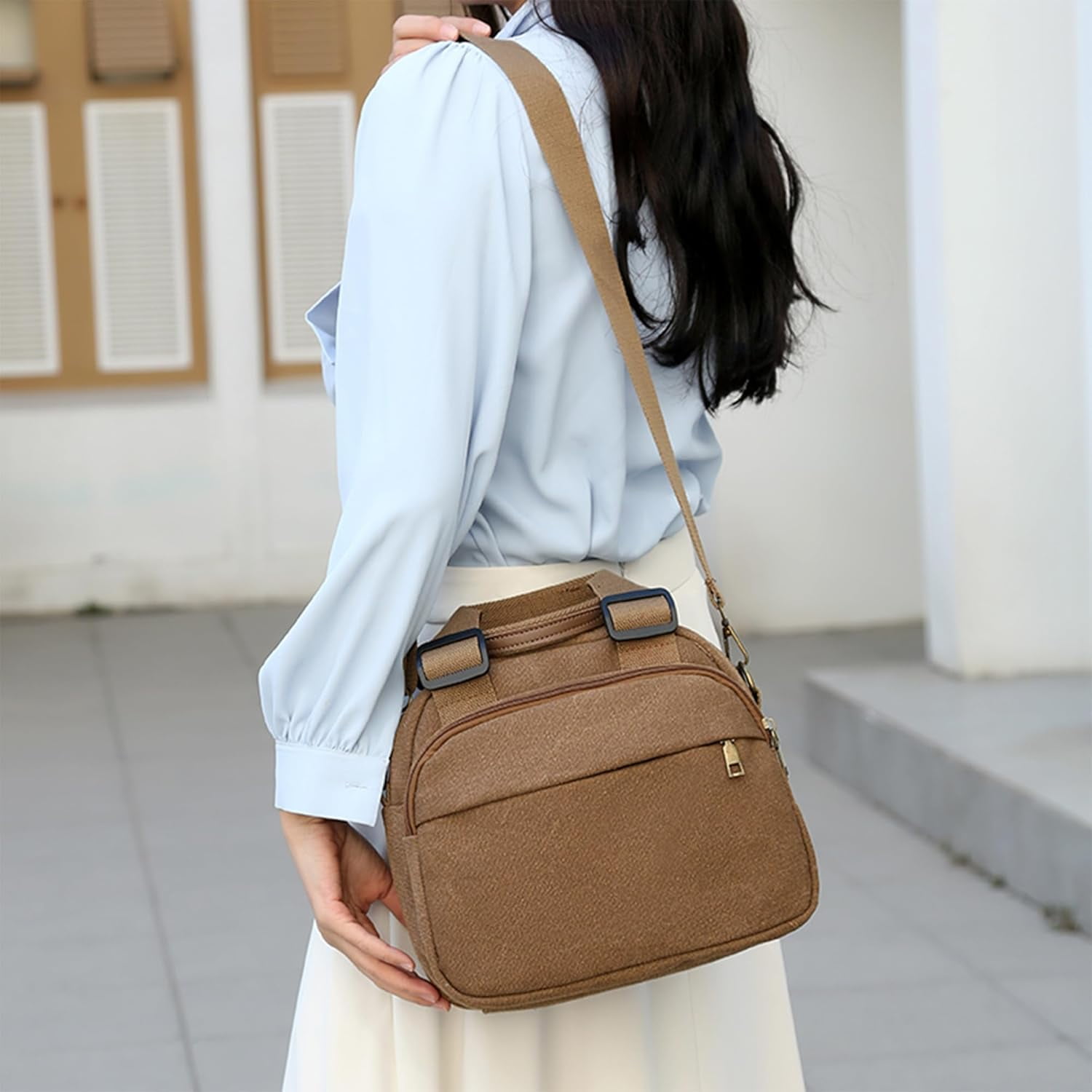 Small Canvas Crossbody Bags for Women Practical Hobo Tote Top-handle Handbag Multi Compartment Casual Going Out Satchel