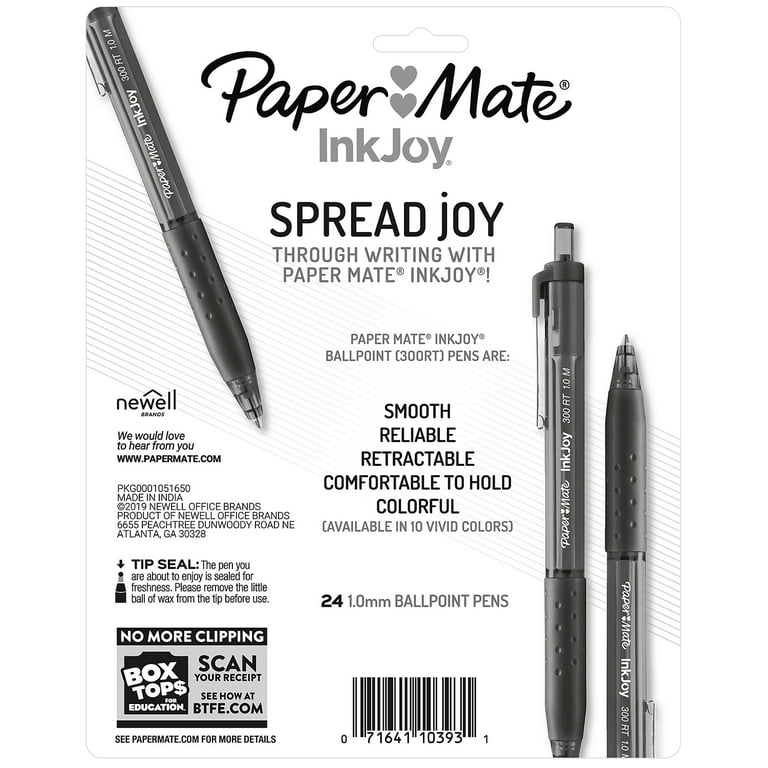 Paper Mate Inkjoy 300 RT Ballpoint Pens 1 mm Pen Point Size - Retractable -  Black - Black Barrel - 36 / Pack