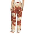thumbnail image 6 of Pajama Pants Women, Red Golden Dragon Clouds Sweatpants Soft Sleep Lounge Pants, Casual PJ Bottoms Pants with Pockets, 6 of 7