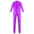 thumbnail image 4 of Sxiwei Women's One-Piece Gymnastics Leotard Spandex Zentai Unitard Body Suit Dancewear Jumpsuit Purple S, 4 of 6