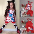 thumbnail image 4 of 2PCS Toddler Kids Baby Girls Summer Cool Outfits Red Tops + Pants Clothes Set, 4 of 5