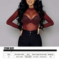 thumbnail image 3 of Woman Base Shirt Long Sleeve Transparent Casual Lady Backing T-shirt Round Neck Party Club Female Tops Spring Wine Red L, 3 of 8