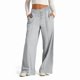 thumbnail image 2 of Pantalones Deportivos de Pierna para Mujer, Holgados, con Cordón Elástico, de Cintura Alta, Estilo Palazzo. Gris L, 2 of 7