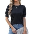thumbnail image 1 of Blusa Manga Corta Abullonada Para Mujer Camiseta Ajustada, 1 of 5