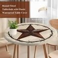 thumbnail image 5 of Texas Star Round Fitted Table Cover Country Star Retro Background Waterproof Table Cloth with Elastic Edge Wipeable Tablecloth for Picnic Camping Party Fits 45"-54" Diameter, 5 of 8
