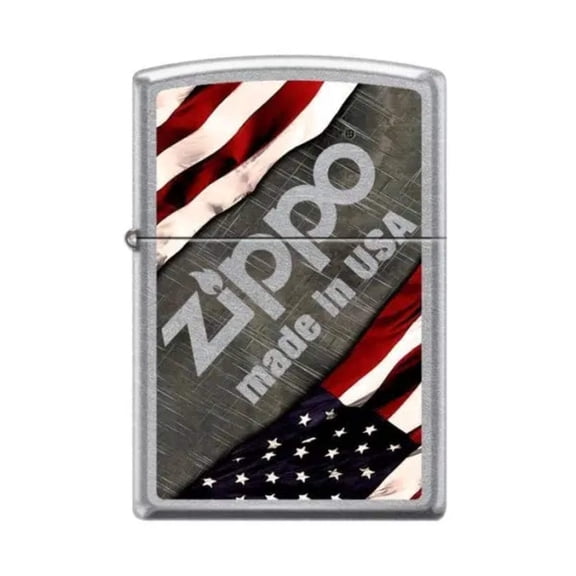 Zippo Lighter - Made In USA Logo Street Chrome