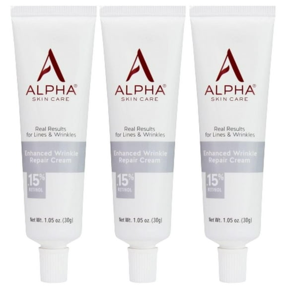 Crema reparadora de arrugas Alpha Skin Care con 0,15% de retinol, 30 ml, paquete de 3