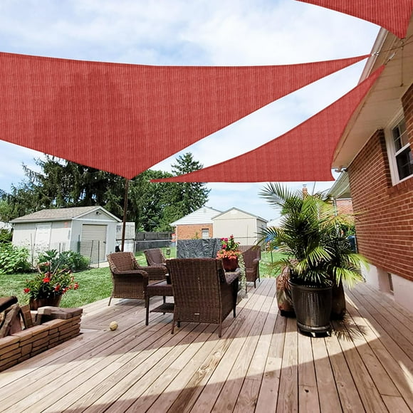 Patio Paradise 13' x 13' x 13' Sun Shade Sail Triangle Canopy, Permeable Shade Cloth Fabric Sunlight Block Patio Cover HDPE Deck Awning for Outdoor Backyard Pergolas Roof Shading, Red