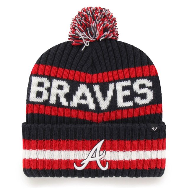 47 Mlb Gorro Unisex Con Pompón De Punto Con Logotipo Principal De Bering Para Adultos (Atlanta Braves), Talla Única