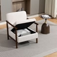 thumbnail image 4 of CQSXDA Mid Century Modern Accent Storage Chair Upholstered Fabric with Waist Cushion for Living Room or Bedroom, Antique White, 4 of 12