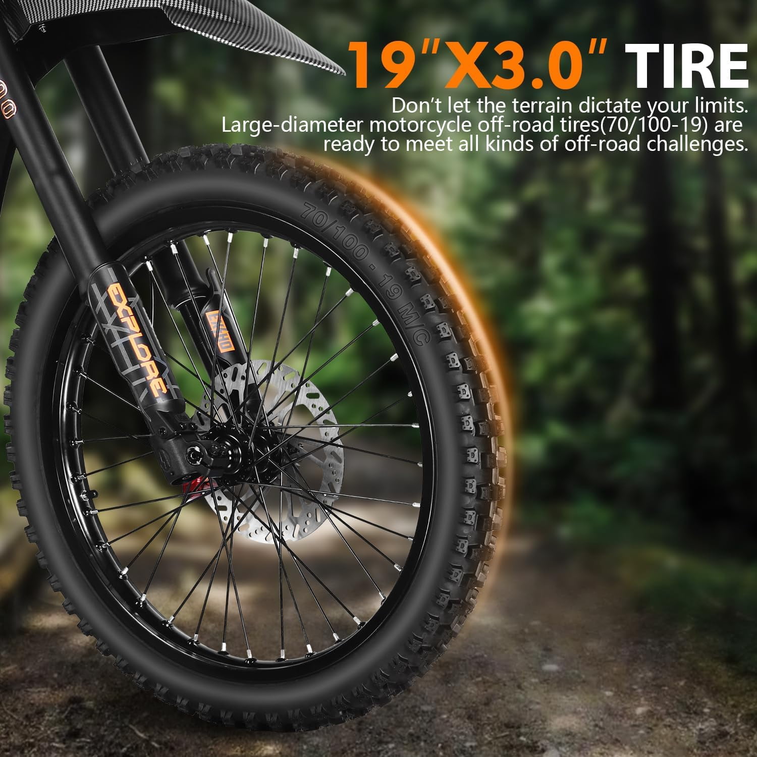 JECHAM QF200pro Electric Dirt Bike for Adult-3000W peak Motor,60V 32Ah removable battery.19x3.0 off-road tires,NFC Anti-Theft.Full Suspension Hydraulic Disc Brakes UL2849