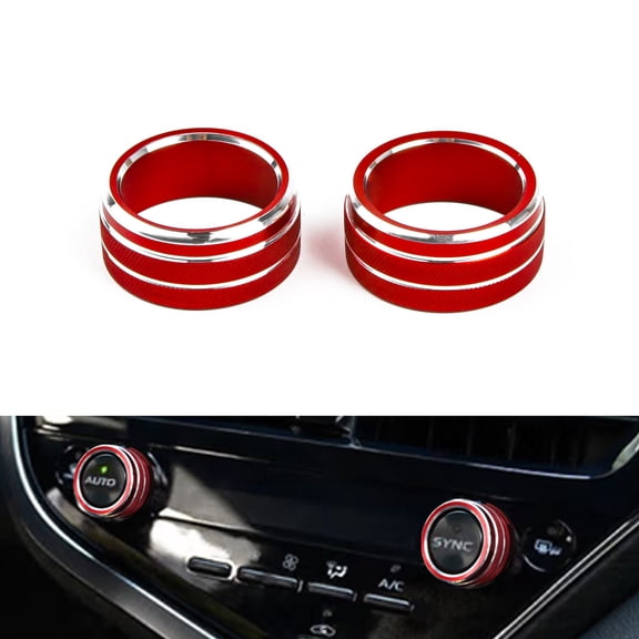 Xotic Tech 2pcs Centre Console AC Climate Control Knob Surrounding Ring Decoration Covers Compatible with Toyota Camry 2021 2022 2023 (Red)