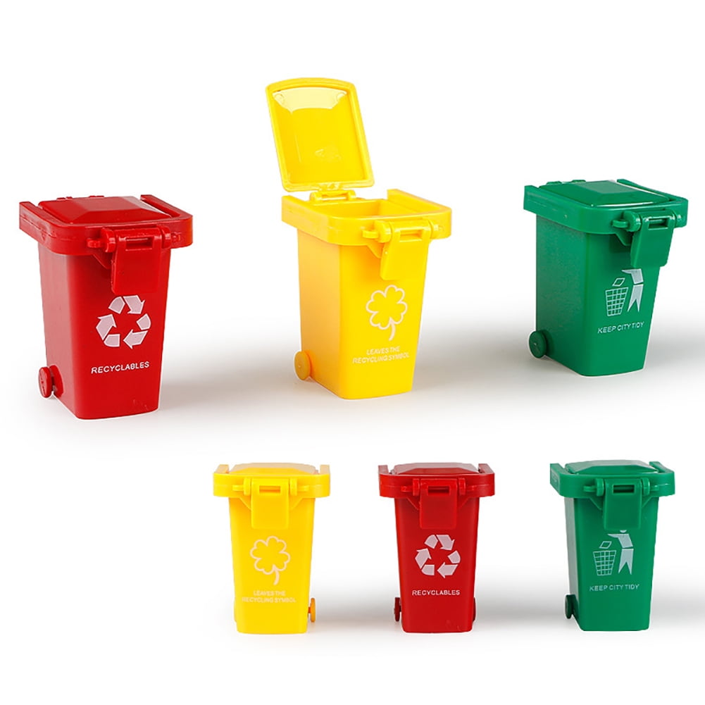 3 Trash Can Toy Garbage Truck Cans Original Color Mini Curbside Vehicle Bin Toys 